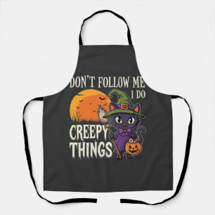 Creepy Things Halloween Cat Witch Design_1 Apron