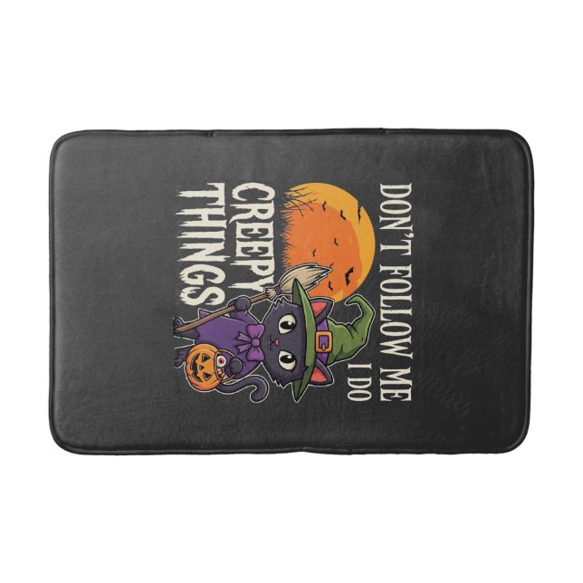 Creepy Things Halloween Cat Witch Design_1 Bath Mat (Front)