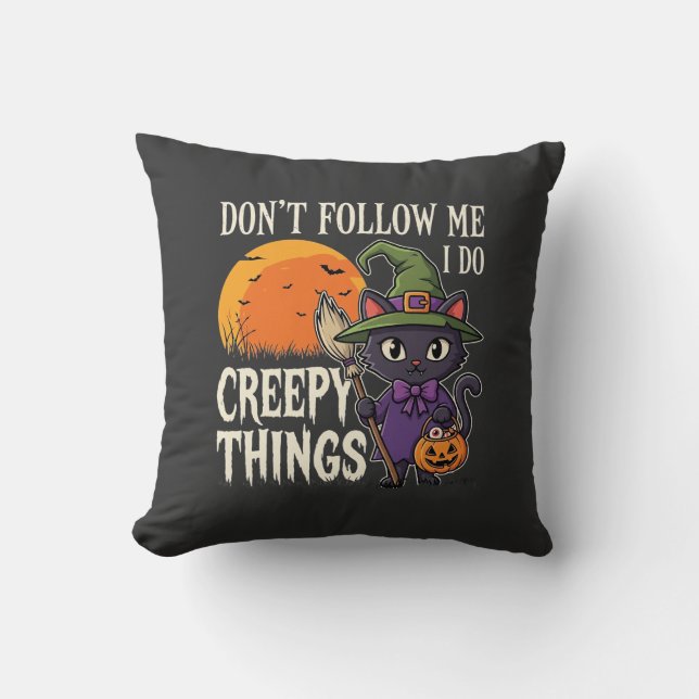 Creepy Things Halloween Cat Witch Design_1 Cushion (Front)