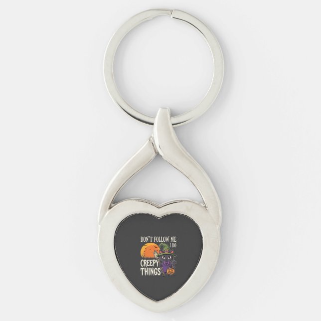Creepy Things Halloween Cat Witch Design_1 Key Ring (Front)