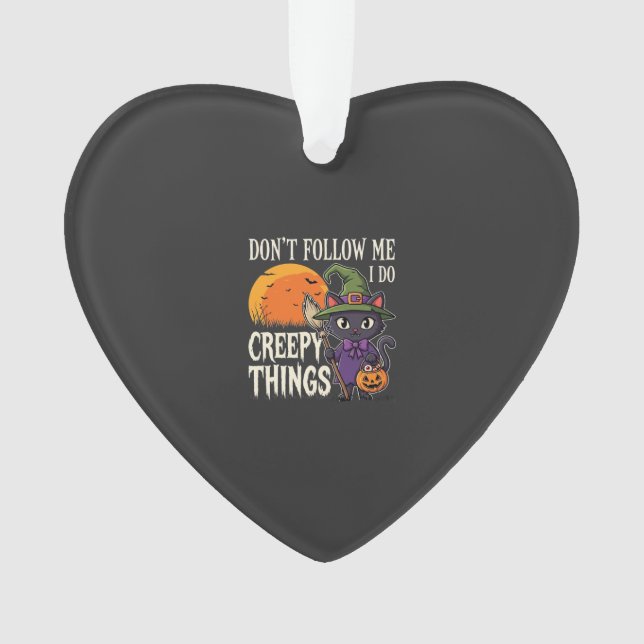 Creepy Things Halloween Cat Witch Design_1 Ornament (Front)
