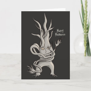 Creepy Tree Character Happy Halloween Card