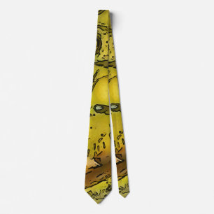 Creepy Turtle Monster Black Outline Cartoon  Tie