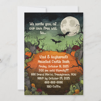Creepy Vampire Bat Burton-Inspired Flat Invitation