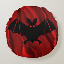 Creepy Vampire Bat on Red Silk Halloween