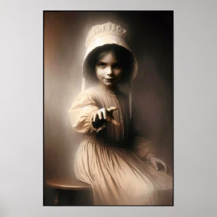 Creepy Victorian Era Girl Wall Poster
