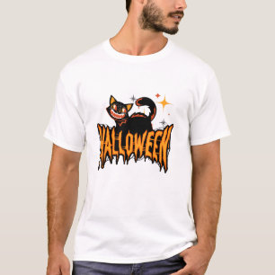 Creepy Vintage Black Cat Halloween T-Shirt
