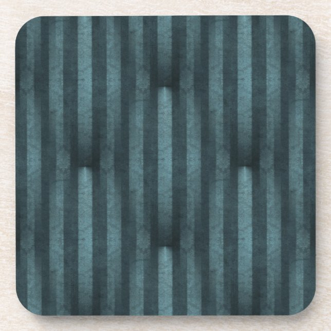 Creepy Vintage Gothic Black & Blue Stripe Pattern Coaster (Front)