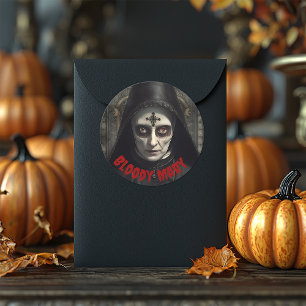 Creepy Vintage Nun Halloween Horror Classic Round Sticker