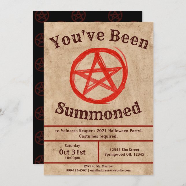 Creepy Vintage Pentagram HallIoween Invitation (Front/Back)