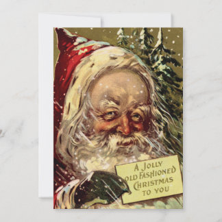 Creepy Vintage Santa Snowy Old Fashioned Christmas Holiday Card