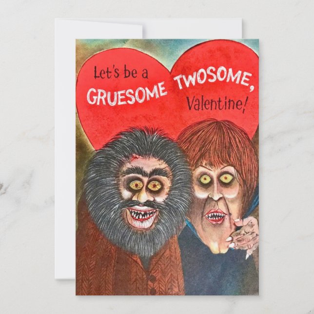 Creepy Vintage Valentine’s Day Couple Holiday Card (Front)