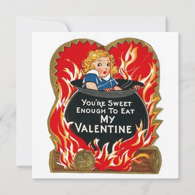 Creepy Vintage Valentine’s Day Girl Holiday Card (Front)