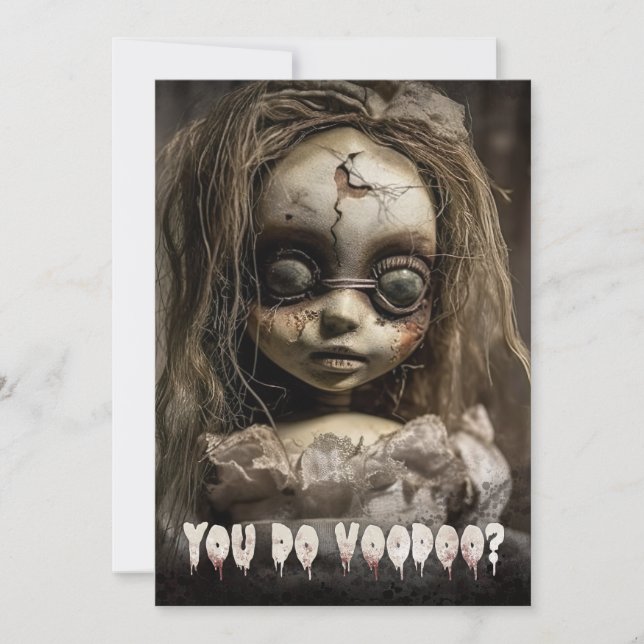 Creepy Voodoo Doll Adult Halloween Party Invitation (Front)