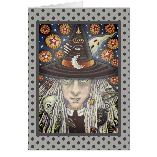 CREEPY WITCH, EVIL EYE, GOTH GREETING CARD Blank (Front)