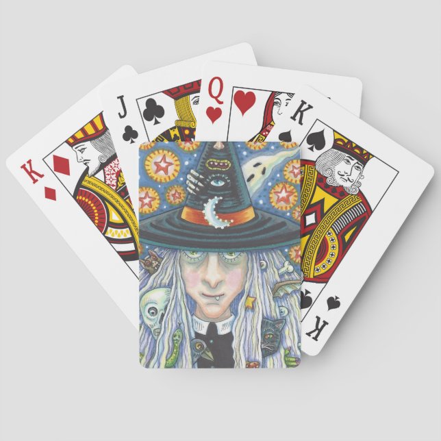 CREEPY WITCH, EVIL EYE, SKULL, SNAKE DECK OF CARDS (Back)