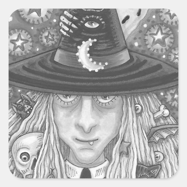 CREEPY WITCH, EVIL EYE, SKULL, VAMPIRE  STICKERS (Front)