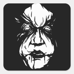 Creepy Witch Face Square Sticker