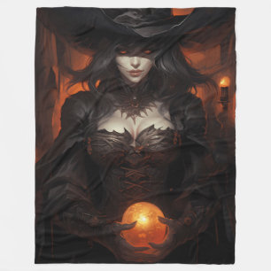 Creepy Witch Halloween Fleece Blanket