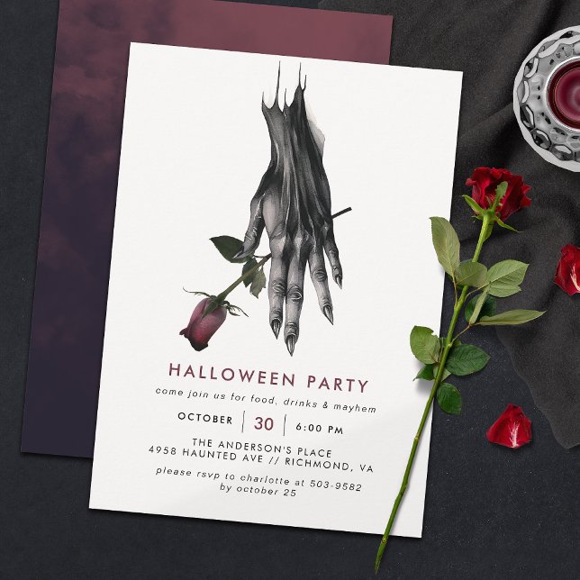 Creepy Witch Hand | Modern Halloween Party Invitation (Creator Uploaded)