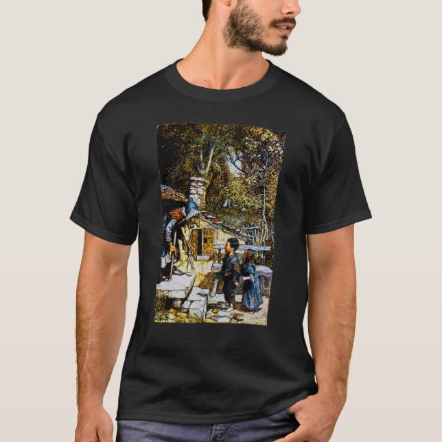 Creepy Witch Retro Fairy Tale Hansel and Gretel T-Shirt (Front)