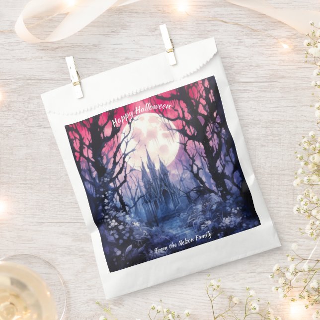 Creepy Woods Castle Full Moon Happy Halloween Favour Bags (Clipped)