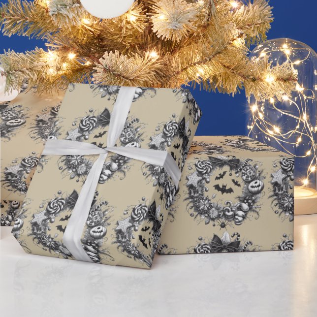 Creepy Wreath Wrapping Paper (Holidays)
