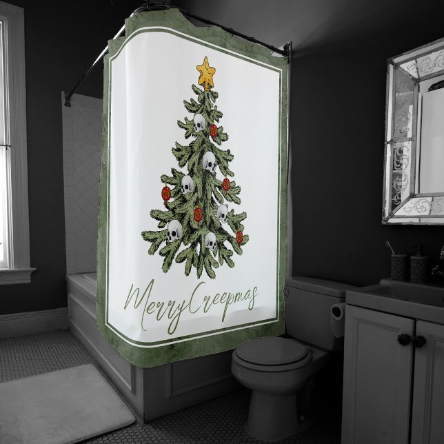 Creepy XMAS | A Very Gothic Christmas Tree Grunge Shower Curtain (Creator Uploaded)