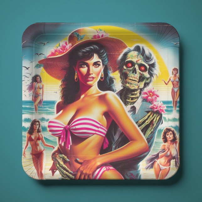 Creepy Zombie Beach Pin-up Paper Plate (Creator Uploaded)