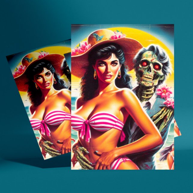 Creepy Zombie Beach Pin-up Postcard (Creator Uploaded)