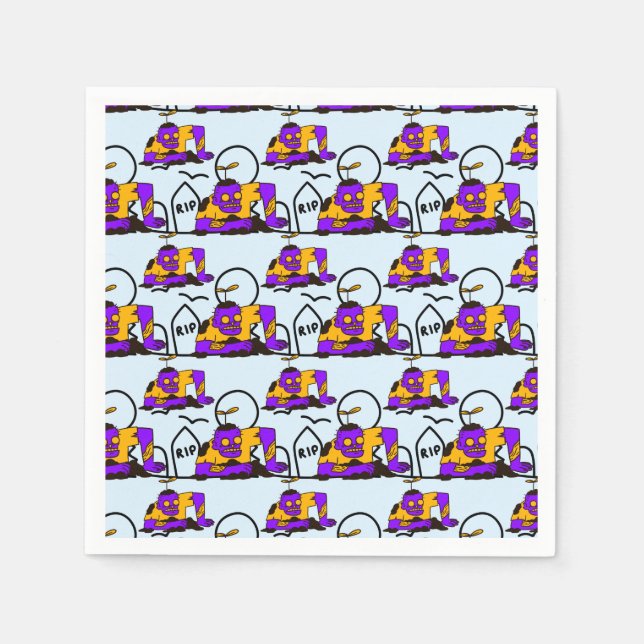 Creepy Zombies Spooky Halloween Party Napkin (Front)