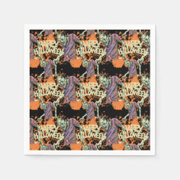 Creepy Zombies Spooky Halloween Party Napkin