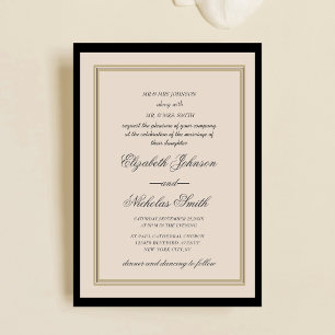 creme and black classic chic elegant wedding invitation