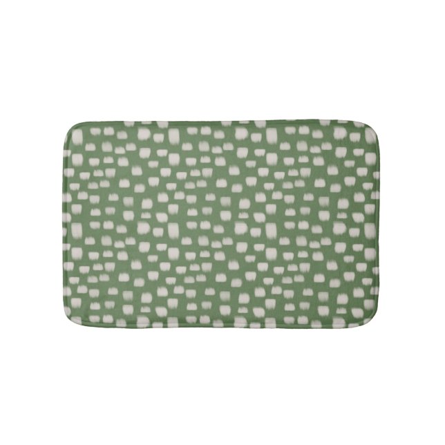 Creme brushstrokes on sage green - 2 bath mat (Front)
