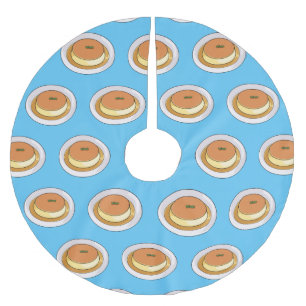 Creme caramel cartoon illustration  brushed polyester tree skirt