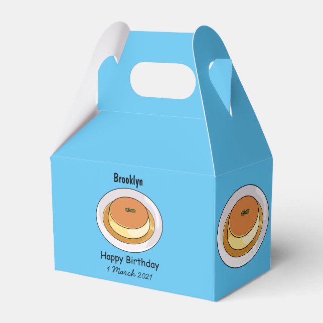 Creme caramel cartoon illustration  favour box (Front Side)