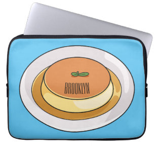 Creme caramel cartoon illustration laptop sleeve
