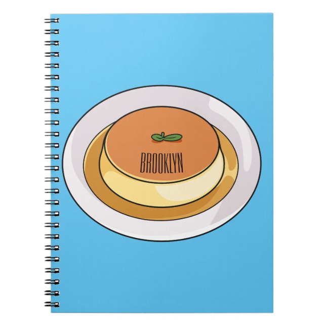 Creme caramel cartoon illustration notebook (Front)