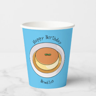 Creme caramel cartoon illustration paper cups