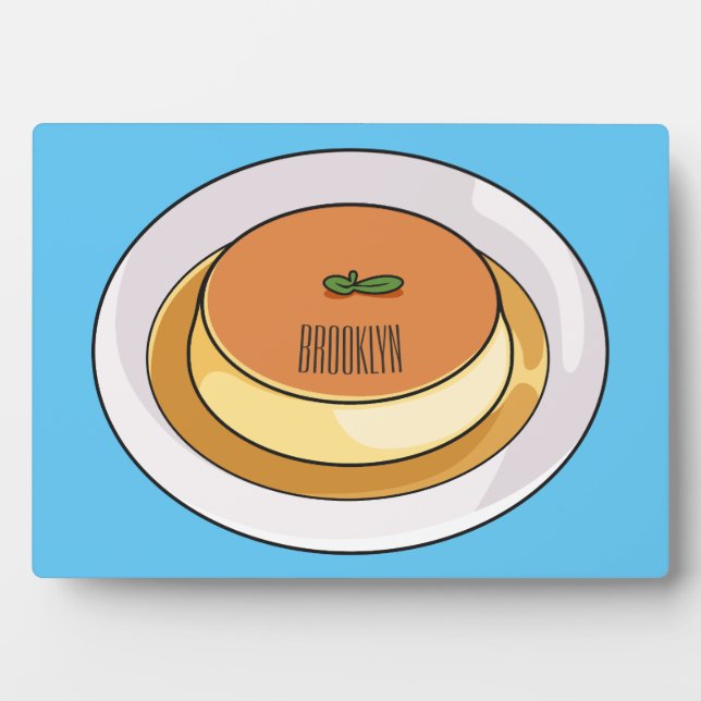 Creme caramel cartoon illustration  plaque (Front)