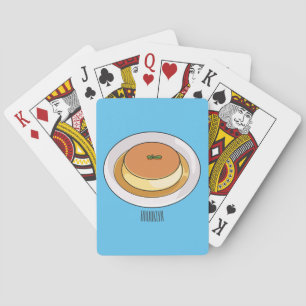 Creme caramel cartoon illustration   playing cards