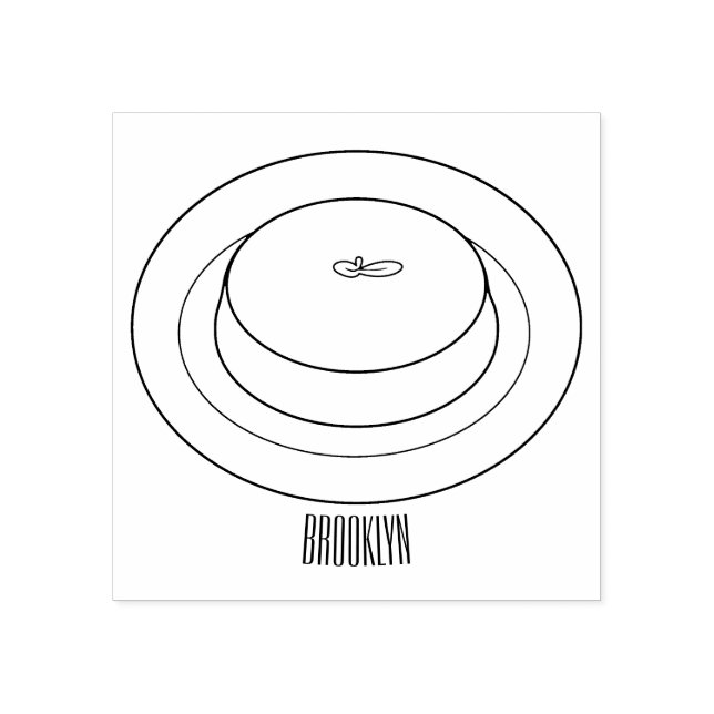 Creme caramel cartoon illustration rubber stamp (Imprint)