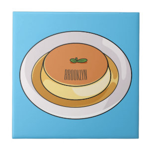 Creme caramel cartoon illustration tile