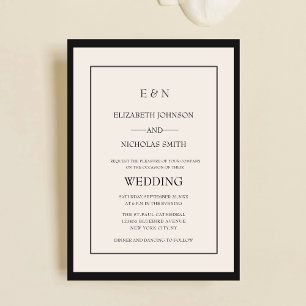 creme chic elegant classic wedding invitation
