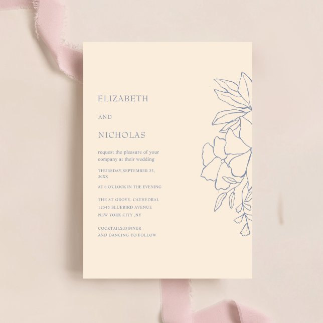 creme floral digital template wedding invitation (Creator Uploaded)