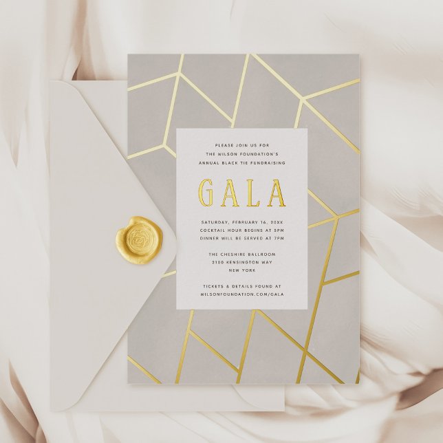 Creme Geometric Gala Gold Foil Invitation (Creme Geometric Gala Gold Foil Invitation)