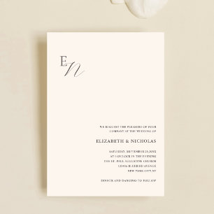 creme simple digital wedding invitation template