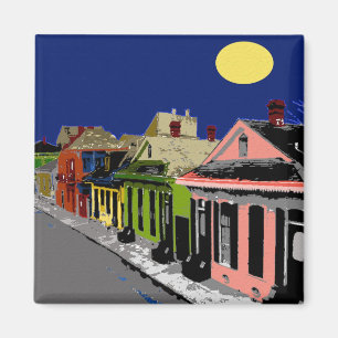 Creole Cottage New Orleans Full Moon Magnet
