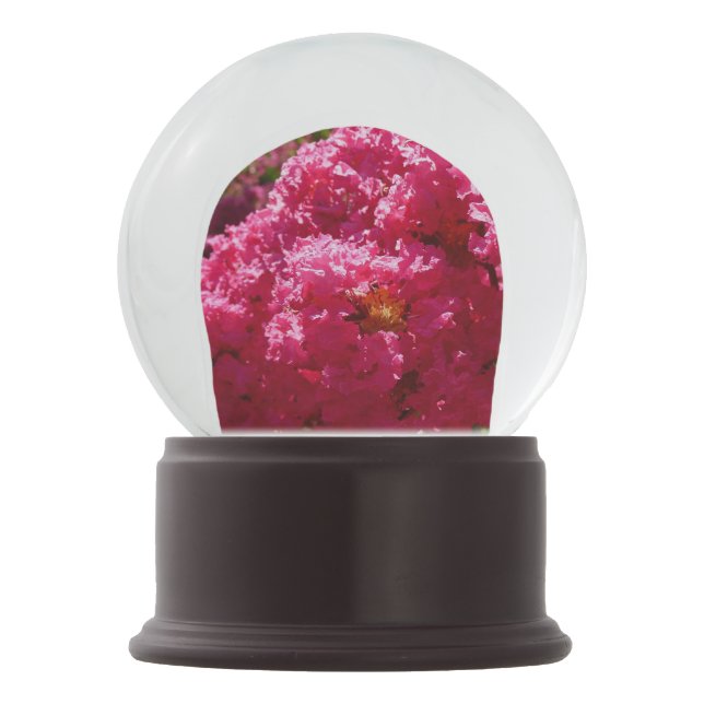 Crepe Myrtle Tree Magenta Floral Snow Globe (Front)