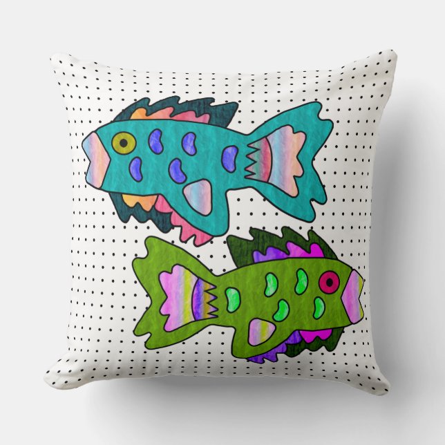 Crepe Paper Fish on Polka Dots Cushion (Front)